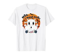 Moo I Mean Boo Cow Costume Happy Halloween Ghost Cow Maglietta