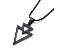 MOO&LEE Collana con ciondolo geometrico da uomo, in acciaio inox, con triangolo e catena a serpente da 56 cm, Acciaio inossidabile, Nessuna pietra preziosa