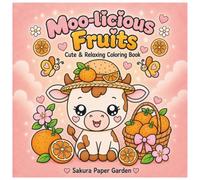 Moo-licious Fruits: Coloring Book for Adults and Kids, Easy Fun Bold Designs for Relaxation Featuring Cows, Fruits, Flowers, Patterns, Cute Things And Many More