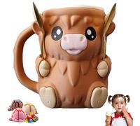Moo Mug Ice Cream, Highland Cow Ice Pint Holder, Cute Animal Shaped Ice Cream Refrigerator, Dessert Cup, 3d Printed Containers Cute Animal Cooler Cup Birthday Gifts Office Desk Decor (Brown)
