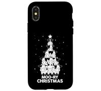Moo-Ry Christmas Funny Mucca Albero di Natale Fattoria di Natale Custodia per iPhone X/XS