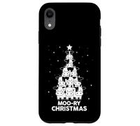 Moo-Ry Christmas Funny Mucca Albero di Natale Fattoria di Natale Custodia per iPhone XR