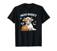 Moo Sheet Highland Cow, Fantasma, Zucca, Teschi, Ragno, Pipistrello, Divertimento Maglietta