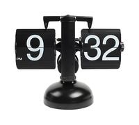 mooas Orologio da scrivania a ribalta (nero), design vintage retrò, orologio da tavolo, orologio da tavolo, grande numero, alimentato a batteria, ingranaggio interno, decorazione per la casa, ufficio,