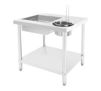 MooBeey Panierino Breeding Table in acciaio inox con cestelli doppii, regolabile in altezza, tavolo da cucina, piano di lavoro commerciale Panierstation per pollo fritto