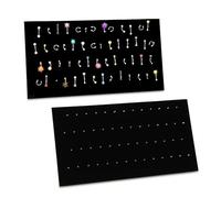 MOOCA Espositore con 54 clip per ciondoli, gioielli per il corpo, con cavalletto integrato per ombelico, anelli per lingua e bilanciere industriale, velluto nero, set da 2 pezzi