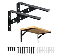 Mooche Set di 2 staffe triangolari (150 x 110 x 20 mm, nero) - Consolle per scaffali, mensole e mensole