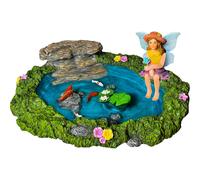 Mood Lab Feengarten Miniatur-Fischteich und Feenfiguren-Set 2-teiliges Set mit Gartenzubeh r Dekoration f r drau en oder das Haus