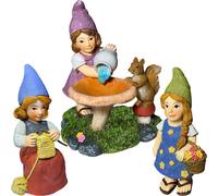 Mood Lab Gnomi da giardino in miniatura - Kit gnomi da donna da 3 pezzi - Figurina