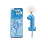 Mood Milano - Candelina per torta Numero 1 di colore azzurro per bambino uomo, dim. 9 x 6 cm - ideali per festa di compleanno laurea evento speciale