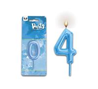 Mood Milano - Candelina per torta Numero 4 di colore azzurro per bambino uomo, dim. 9 x 6 cm - ideali per festa di compleanno laurea evento speciale
