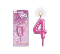Mood Milano - Candelina per torta Numero 4 di colore rosa per bambina donna, dim. 9 x 6 cm - ideale per festa di compleanno laurea evento speciale