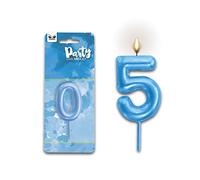 Mood Milano - Candelina per torta Numero 5 di colore azzurro per bambino uomo, dim. 9 x 6 cm - ideali per festa di compleanno laurea evento speciale
