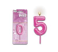 Mood Milano - Candelina per Torta Numero 5 di Colore Rosa per Bambina Donna, Dim. 9 x 6 cm - Ideale per Festa di Compleanno Laurea Evento Speciale