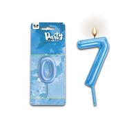 Mood Milano - Candelina per torta Numero 7 di colore azzurro per bambino uomo, dim. 9 x 6 cm - ideali per festa di compleanno laurea evento speciale
