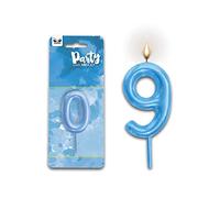 Mood Milano - Candelina per Torta Numero 9 di Colore Azzurro per Bambino Uomo, Dim. 9 x 6 cm - Ideali per Festa di Compleanno Laurea Evento Speciale