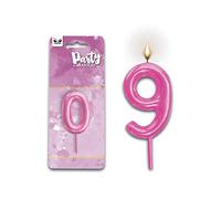 Mood Milano - Candelina per torta Numero 9 di colore rosa per bambina donna, dim. 9 x 6 cm - ideale per festa di compleanno laurea evento speciale