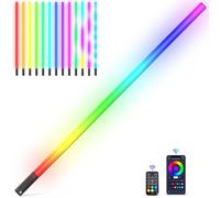 Mood1 Pro - Luce video a LED portatile, 120 cm, dimmerabile e memoria, batteria integrata da 5000 mAh, lampada fotografica RGB per YouTube, TikTok, streaming di giochi, bar per feste, fotografia