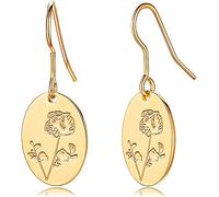 Moodear Orecchini in oro alla moda da donna, orecchini pendenti a forma di fiore delicato, minimalista, stile bohémien, 14 carati, ipoallergenici, regalo di compleanno per lei, Ottone, Zirconia cubica