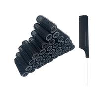 MOODKEY 36 bigodini per capelli con presa automatica, senza calore, bigodini per parrucchieri, bigodini fai da te per acconciature ricci, pettine a coda di topo, pettine per donne per capelli medi