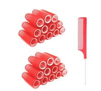 MOODKEY Set di 24 bigodini per capelli con presa automatica, senza calore, bigodini professionali per parrucchieri, bigodini fai da te per acconciature ricci, pettine a coda di topo, pettine per donne