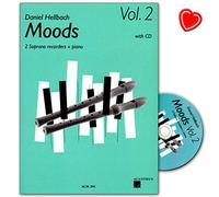 Moods Ruban 2 avec CD - 10 mittelschwere poppig de rockige morceaux pour 2 flûtes à bec soprano - Note Ventre Avec Cœur Note Pince