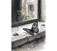Moody Black Lace Butterfly on a Window Sill Journal: a GRAPH notebook for self-expression