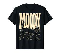 Moody Gatto Nero Boho retrò Strega Mistico Gatto Arte Maglietta