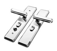 MOOEDJKL Serratura di Sicurezza Universale for Porta d'ingresso in Acciaio Inox Lucido, Maniglia Multifunzione for Porta, Set di Serrature meccaniche, 1 Pezzo(Round Set 55mm-01)