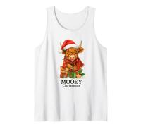 Mooey Christmas Highland Cow Lights Cute Holiday Watercolor Canotta
