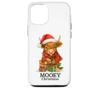 Mooey Christmas Highland Cow Lights Cute Holiday Watercolor Custodia per iPhone 12/12 Pro