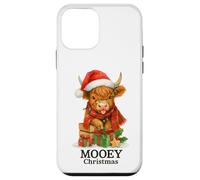 Mooey Christmas Highland Cow Lights Cute Holiday Watercolor Custodia per iPhone 12 mini