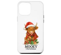 Mooey Christmas Highland Cow Lights Cute Holiday Watercolor Custodia per iPhone 12 Pro Max