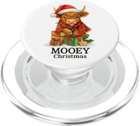 Mooey Christmas Highland Cow Lights Cute Holiday Watercolor PopSockets PopGrip per MagSafe