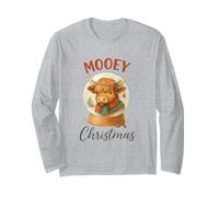 Mooey Christmas Highland Cow Snow Globe Cozy Holiday Maglia a Manica