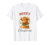 Mooey Christmas Highland Cow Snow Globe Cozy Holiday Maglietta