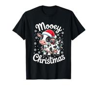 Mooey - Piccola Mucca Natalizia con Cappello di Babbo Natale e luci Natalizie Maglietta