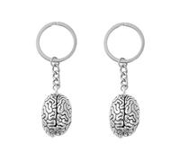 Mooff 2 portachiavi anatomici in argento con ciondolo a forma di organo cerebrale 3D, neurologo per medici, donne, uomini, donne, alla moda, portachiavi per auto
