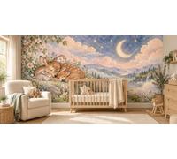 MOOGCO Carta da parati murale Amici del Sogno, murale adesivo staccabile per cameretta, acquerello con animali addormentati per camerette neonato, 100 x 80 in
