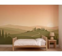 MOOGCO Carta da parati murale Colline Toscane, adesiva peel and stick per camera dei bambini, murale con paesaggio a sagome sovrapposte per cameretta, 100 x 80 in