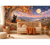 MOOGCO Carta da parati murale Gatto Nero, Adesiva Staccabile per Camera dei Bambini, Halloween ad Acquerello per Cameretta, 100 x 80 in