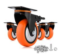 Moogiitools Set di 4 Ruote per Mobili 4 ruote girevoli mobili con freno,Rotelle per Mobili Silenziose Girevoli a 360°, Rotelle con Freno per Banco da Lavoro (100mm-Portata Max 800KG)