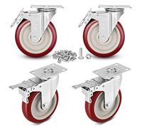 Moogiitools Set di 4 Ruote per Mobili 4 ruote girevoli mobili con freno + Viti - 127mm Portata Max 1000kg,Rotelle per Mobili Silenziose Girevoli a 360°, Rotelle con Freno per Banco da Lavoro
