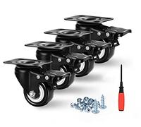 Moogiitools Set di 4 Ruote per Mobili con 4 Freni + Viti - 50mm Portata Max 270kg,Rotelle per Mobili Silenziose Girevoli a 360°, Rotelle con Freno per Banco da Lavoro