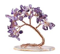 Mookaitedecor Reiki - Albero della vita con pietre di cristallo lucidato con base in agata decorazione per la casa per fortuna e ricchezza, ametista