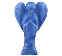 mookaitedecor Statuetta di angelo custode in cristallo di avventurina blu, 7,6 cm, intagliata a mano, con ali a forma di cuore, per protezione e preghiera, decorazione per casa e ufficio