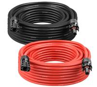 MOOKEERF Cavo di prolunga per pannello solare, 10 AWG, 6 m, con connettore femmina e maschio, impermeabile, per camper, sistemi fotovoltaici, casa, barca, pannelli solari, auto (6 m rosso + 6 m nero)
