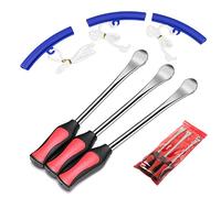 Mookis Leva a Cucchiaio in Acciaio Kit per Cambio dei Pneumatici Motocicli e Biciclette con 3 Pezzi di Cerchioni Protettivi Pneumatico Leva Strumento Cucchiaio Ruota Cerchione Kit