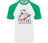 Mookulele Divertente Mucca Che Suona L'Ukulele Chitarra T-Shirt Uomo S/S