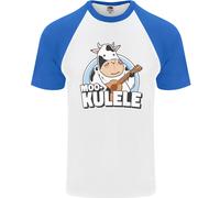 Mookulele Divertente Mucca Giocare Ukulele Chitarra Uomo S/S Baseball T-Shirt